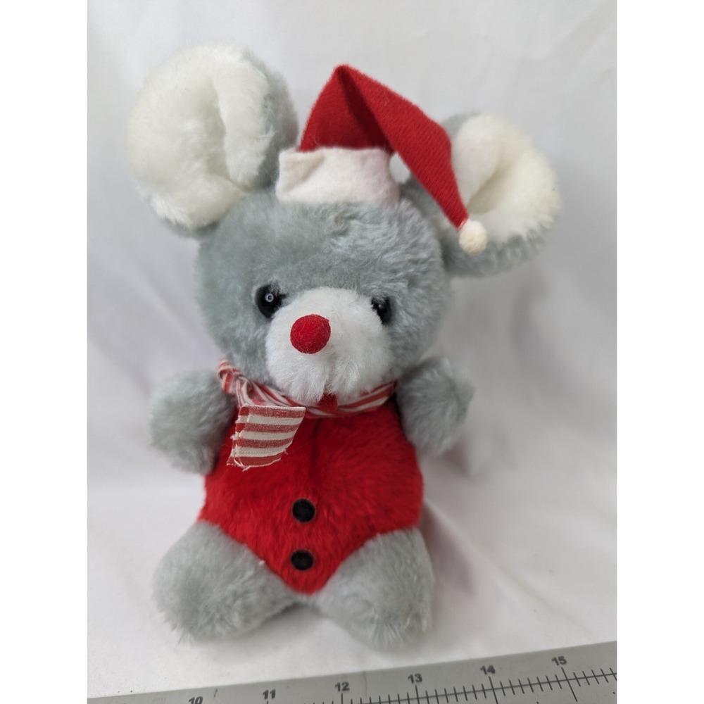 Acme Christmas Mouse Plush Santa 8 Inch Vintage Stuffed Animal Toy